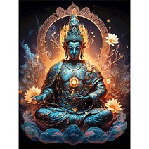 탱화 불교용품 산신 종합 관세음보살 아미타불 무속용품 불교그림 선녀 금강경사경 GATYZTORY숫자로 그림 부처님 손으로 그린 아트 선물 DIY 숫자로 종교 키트 캔버스에 그리기, 91.9934892 - 20x30cm no frame