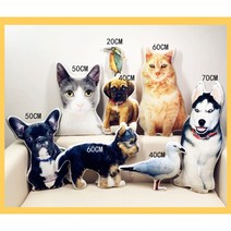 반려동물 3D 포토쿠션 사진 베개 고양이 개 앵무새 토끼 포토인형 DIY 주문제작, 70cm 단면
