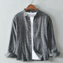 얇은 여름 레트로 계열의 날 백정 하운드 투스 체크 긴 팔 캐주얼 셔츠다. 남자 린넨 와이드 여성흰색셔츠 여자원피스브랜드 여자흰남방 여성남방셔츠 여자남방 여성롱셔츠