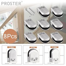 유리 클램프 Proster 8 개몫 304 스테인레스 스틸 sml 하드웨어 난간 클립 6 12mm 용 브러시 표면 마감 처리, 해외, L