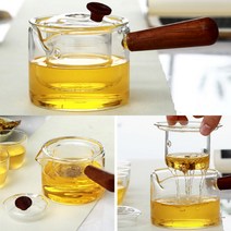 홍차티팟 400ml 티포터 내열 유리티팟 차우리기 우드손잡이