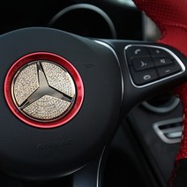 벤츠 핸들 엠블럼 몰딩 A B C E CLA CLS GLA 클래스, 02. 골드, 03. 큐빅형