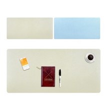 [구즈파크] 마우스 데스크 테이블 PU 가죽 장패드 매트 40 x 90 cm, 전면 연두+후면 민트