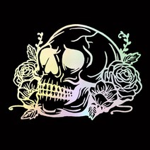 금이 간 해골 꽃 자동차 스티커 데칼 윈도우 튜닝 스타일링 오토바이 방수, 13 Rainbow Color_02 40cmx28cm