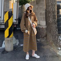 JUST FEEL!NG 긴팔 롱티 봄 가을 박시핏 후드 맨투맨 원피스 키작녀 기모 롱원피스