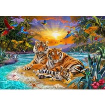 500피스 동물 직소퍼즐 천국의 정원에 호랑이가족 HP506, 퍼즐/블럭 조각 수