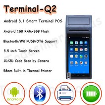 카드 포스기 POs 이지체크 단말기 신화포 스마트 휴대용 POS 터미널 3G 4G 모바일 안드로이드 58mm 열, 01 Q2-3G-Black_01 EU 플러그