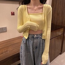 쪼꼬마미 파빌리 크롭 나시 니트 가디건 투피스 세트