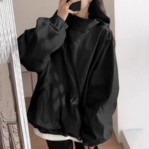 FANSYLI 가을겨울 후드자켓 후드집업 여성 루즈핏 바람막이 점퍼 패션 빅사이즈 아우터 L9S025