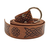 레트로 가죽 벨트 중세 엠보싱 바이킹 Vegvisir PU 가죽 O 반지 벨트 르네상스 기사 버클 벨트 가죽