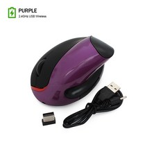 무선 무소음 게이밍 버티컬 마우스 5D 1600 인치 당 점 수직 충전식 USB Mause 손목 관리 인체 공학적 (PC 데스크탑 오피스 용), Purple Mouse