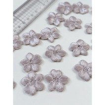 [그레이스샵] 리본공예 수공예 한복 악세사리 만들기 부자재 회색 그레이 자수꽃 1pcs