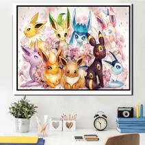 보석십자수 포켓몬 이브이즈 만화 일러스트 그림 diy, 80X60