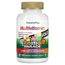 NaturesPlus (네이처스플러스) Source of Life Animal Parade 골드 츄어블 종합비타민 미네랄 여러 가지 맛 동물 모양 옵션확인필수, 120 개