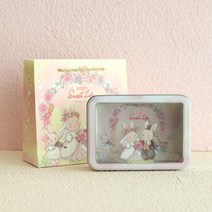 포장박스 디저트 선물포장 직사각형 상자 사탕 선물 쿠키 박스 귀여운 틴케이스 답례품 쿠키, 직사각형 선루프 상자 보니 토끼 부부, 선루프 철 상자 + 종이 봉투