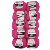 얀아트 진스 YarnArt Jeans 10개입 50g 뜨개질 초보용 대용량 콘사 울 플레인 면사 아크릴 핑크 59