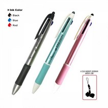[10개 묶음할인]3던트 터치3색 목걸이펜 1.0mm 색상랜덤(볼펜심검정) OHFE-27109 멀티펜 유성 중성