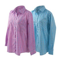 JKSPORTS 에이치투 여성 캐주얼 체크셔츠 남방 작업복 농사 일복