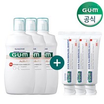 GUM 검 덴탈컨디셔너 AN 가글 3개 + 시린이 치약 SE 3개, 없음