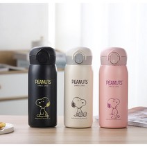 스누피텀블러 보온 보냉 병 귀여운 캐릭터물통 초등 유아 유치원 물병 420ml, 블랙
