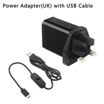 raspberry pi 4 b 전원 어댑터 5v 3a 전원 공급 장치 eu us uk au 플러그 스위치 usb 케이블 usbc wire for pi 4 type c 전화 충전기, 영국, 협력사