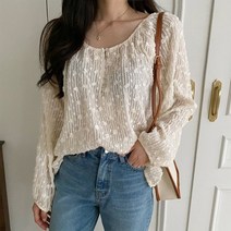 리엘라 즈로니 나그랑 레이스 라운드넥 블라우스