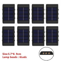 캠핑 LED 랜턴 조명 등 램프 호롱불 6 led 태양 광 벽 야외 방수 위아래로 빛나는 정원 장식 태양 광 계단 울타리 햇빛, 6leds 8 개 램프, 하얀