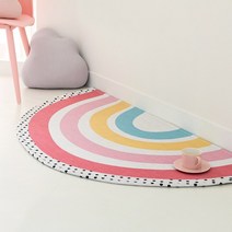 먼지없는 워셔블 사계절 방수 무지개 반원러그 핑크 R145