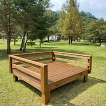[테이블쉼터] 야외용 평상 1800x2040 ㄷ자난간포함, 밤색