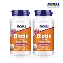 [한국공식총판] 나우푸드 비오틴 10000 120캡슐 2병 (8개월분), 480mg x 120캡슐 (57.6g), 2개, 120정