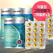 식물성 그린오메가 오메가3 오메가스리 비린내안나는 냄새안나는 오메가3 미세조류 오메가3 혈관에좋은영양제 혈류관리복합식품 혈행관리복합식품 남성 여성 해조류 오일 캡슐 약 3달분, 270캡슐, 3, 1개/90캡슐