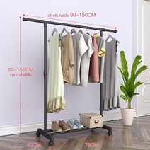 아이디어 행거 업소용 옷걸이 바지걸이 시스템 드레스룸 더블 폴 코트 랙 단순 강화 스틸 프레임 의류 랙 침실 모바일 건조 랙 미니멀리스트 바닥, 4