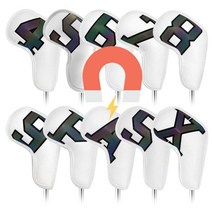 자석 아이언 커버 10개 세트 홀로그램 화이트 가죽 골프 [유진집] #919EA, 유진집 쿠팡 본상품선택