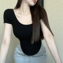 케익 쫀득 글램 라운드 날씬핏 반팔 쫄티 티셔츠 S521