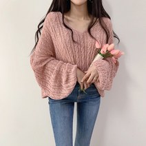 워너비몰 꽈배기 루즈핏 브이넥 니트[5color]