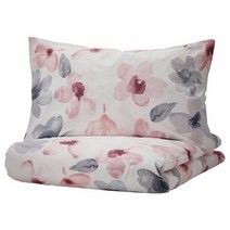 이케아 라프뉘클라르 이불커버+베개커버 화이트멀티컬러 150x200+50x80cm 면85% 레오셀15%