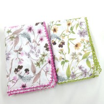 레이스 뜨게 강아지풀 패턴 손수건 스카프 2개 세트