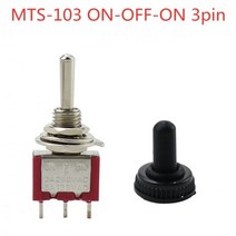6A 125VAC 미니 6mm 토글 스위치 MTS 102 103 202 203 302 303 402 403 on off SPDT DPDT 3PDT (방수 캡 포함), 10 Red 103 3pin _ 01 With Cap