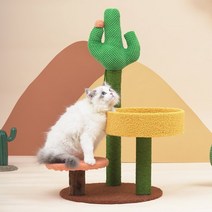 나무위의고양이 캣타워 스크레처 캣워커 선반 선인장 스타일 사이잘삼 고양이 긁는 포스트 고양이 등반 프레임 트리 타워 재생 공 장난감 점프 플랫폼 가구 애완 동물 제품, a