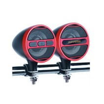 오토바이 블루투스 스피커 방수 DC12V 2x20W 모든 금속 MP3 플레이어 앰프 지원 FM/U 디스크/블루투스 연결, 02 Red Black