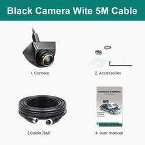 Greei-170 ° AHD 1080P 어안 골든 렌즈 풀 차량 후진 전면 카메라 버스 및 트럭에 필수, 01 Black With 5M Cable