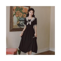 와이케이하우스 2021 년 여름 새로운 프랑스 기질 부드러운 활 반팔 드레스 9829의 여성 직접 소스_70198