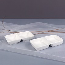 도자기 2구 화이트 쌍 초장기 간장 소스 종지 그릇, 2.사각형, 1개