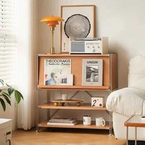 북유럽 원목 라탄 거실장 수납장 거실인테리어 잡지, 북미 벚나무-창홍 유리문