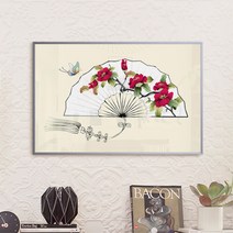 1358k 행운의동양화꽃과나비중형메탈액자, 4타입, 그레이