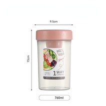 예쁜 피크닉 소풍 도시락통휴대용 아침 오트밀 시리얼 너트 요구르트 샐러드 컵 용기 세트 포크 소스 컵, 한개옵션1, 13 Pink-760ml