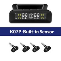원격 시동 경보기 E-ACE TPMS 자동차 타이어 모니터링 압력 디스플레이 경보 태양열 충전 온도 4 센서, 02 K07P-Built-in Sensor