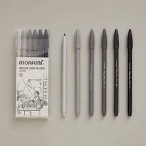 모나미 프러스펜 3000 피그먼트 그레이톤 6본세트, 단품