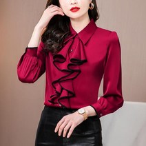 코디하기 좋은 데일리 코디룩 단정하고 세련된 블라우스 셔츠 2021 이른 봄 여성 패션 쉬폰 셔츠 하단 주
