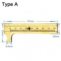미니 황동 싱글 더블 스케일 80/100mm 슬라이딩 게이지 버니어 캘리퍼스 눈금자 포켓 측정 휴대용 도구, A형